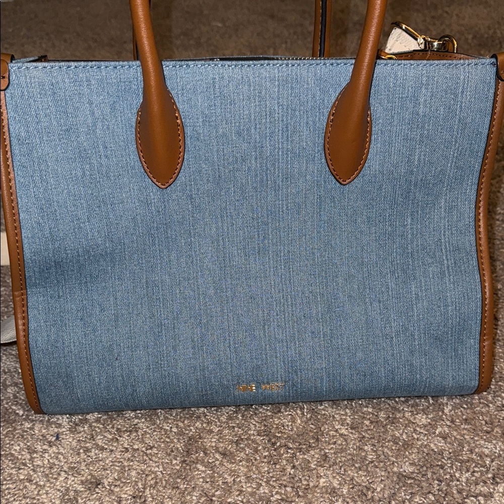 Nine West Blue and Brown Tote Bag